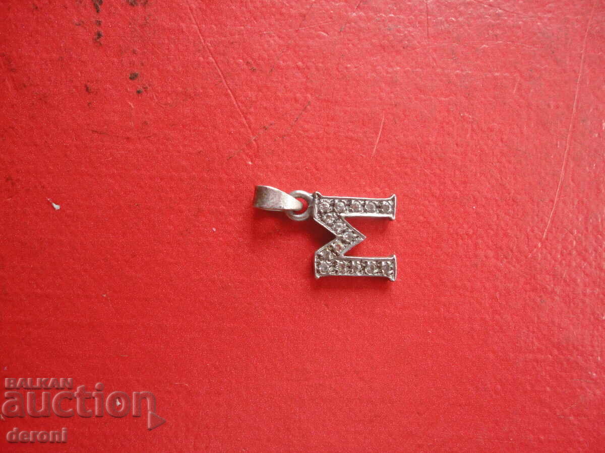Silver medallion pendant letter with stones 925 - 6 Silver medallion pendant letter with stones 925 - 6