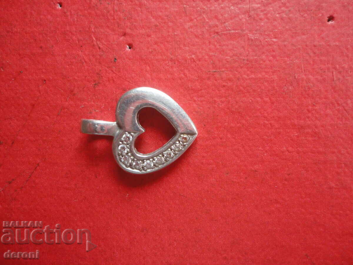 Auction  Silver locket heart pendant with stones 2