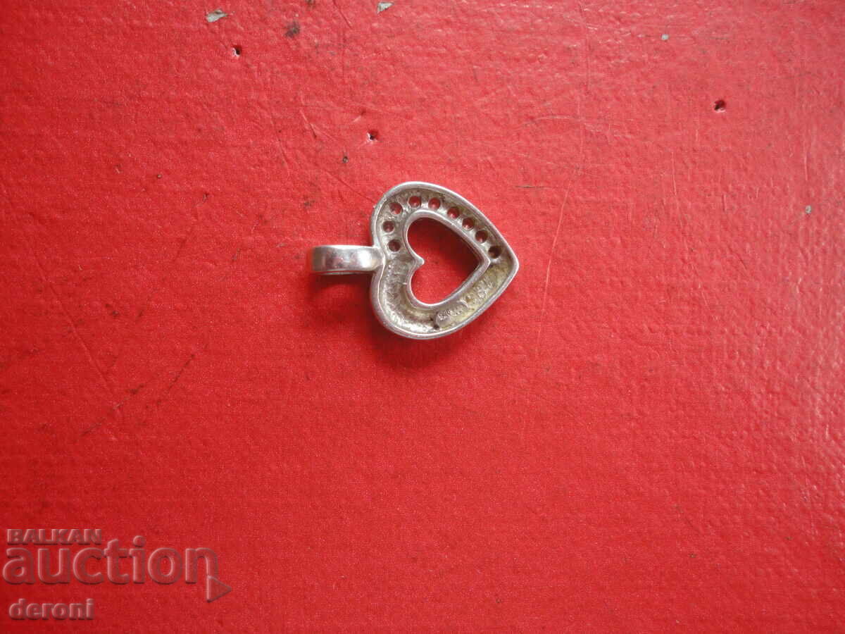 Silver locket heart pendant with stones 2 - 5