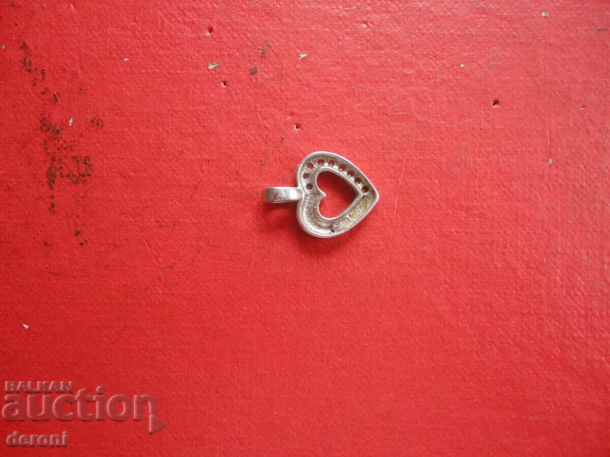 Silver locket heart pendant with stones 2 - 6