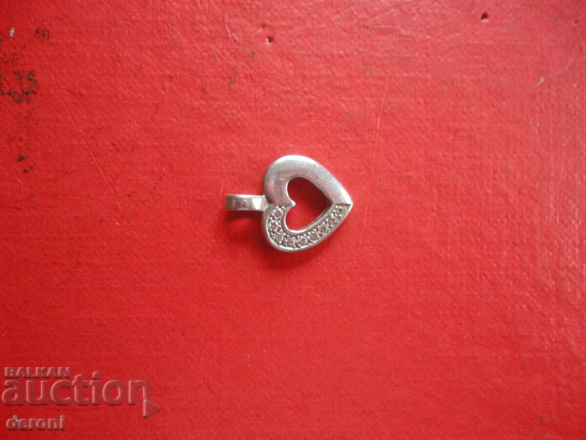 Silver locket heart pendant with stones 2 - 7