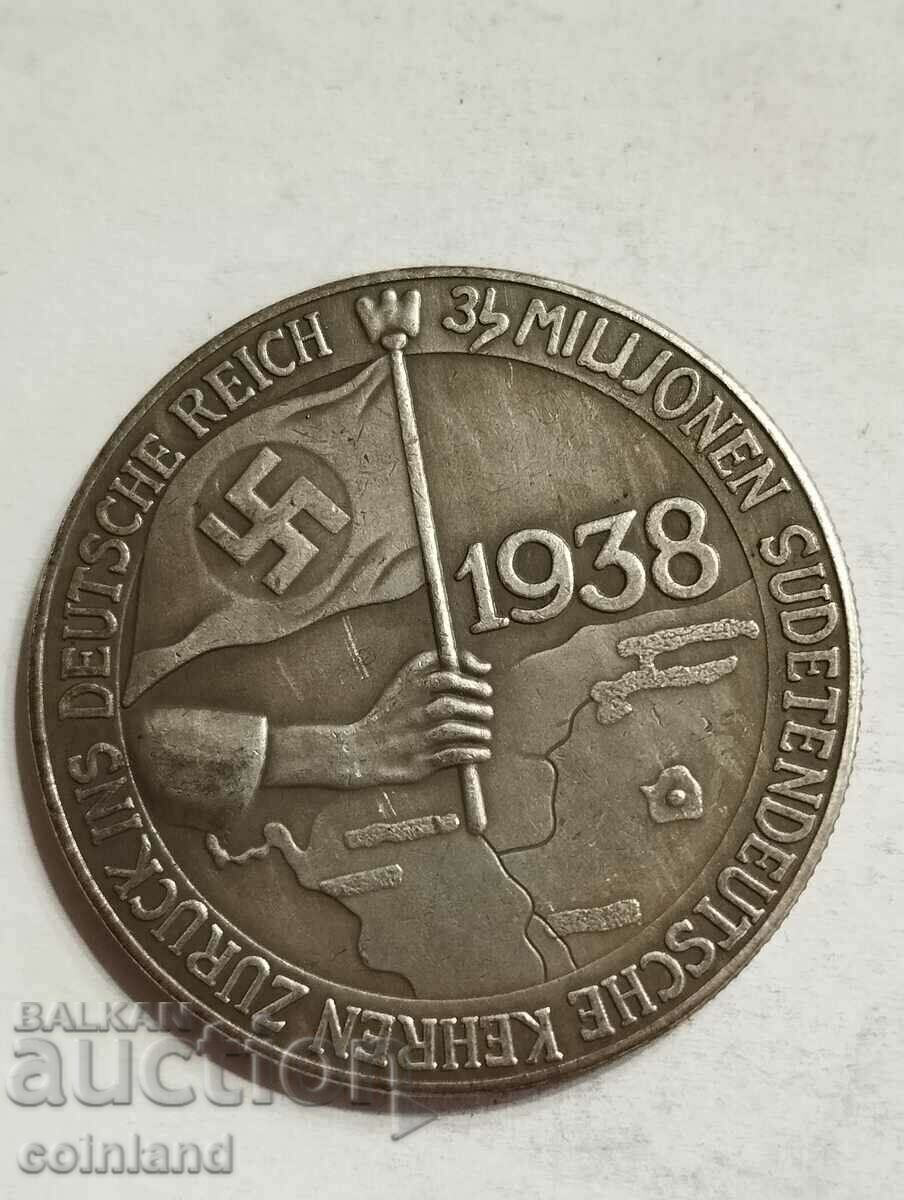 Placa cu medalie a monedei naziste germane - REPRODUCERE REPLICA