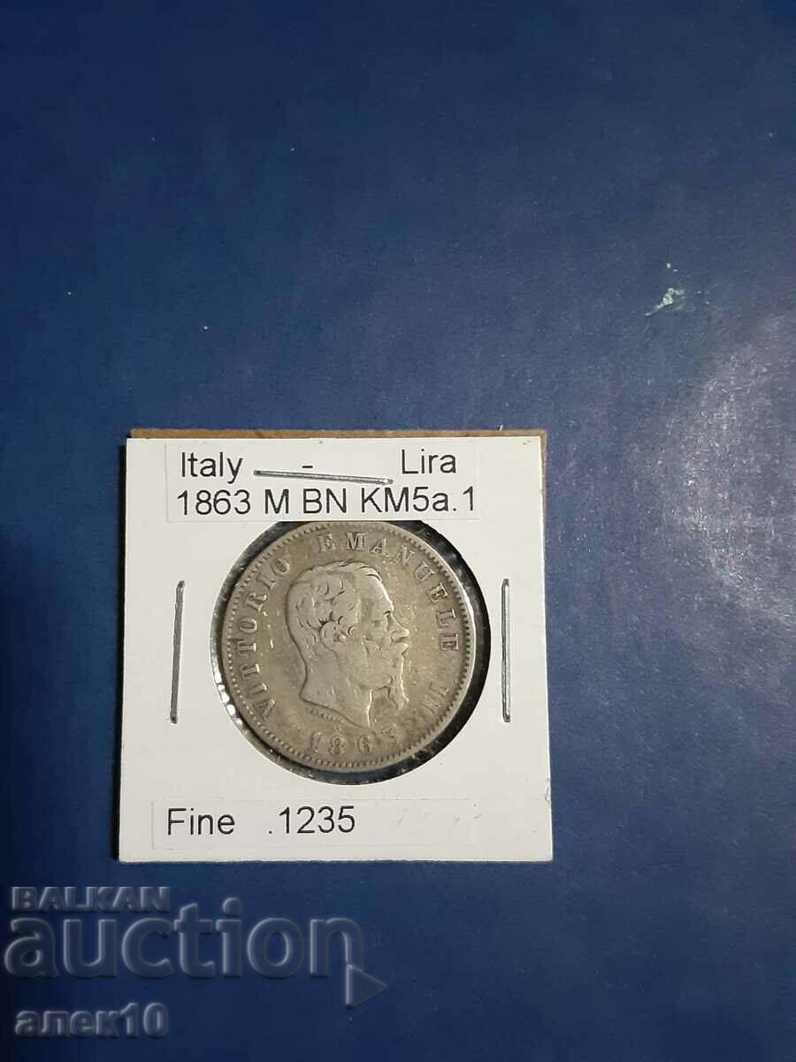 Italia 1 lira 1863