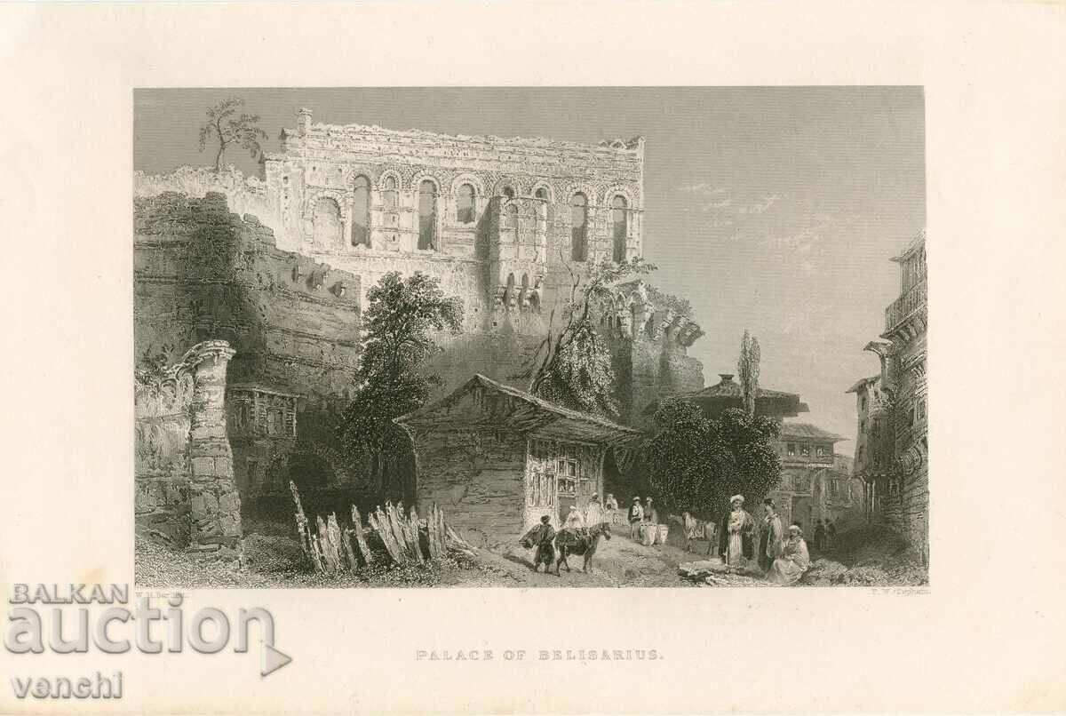 1838 - ГРАВЮРА - Дворецът на Велизарий, Турция - ОРИГИНАЛ