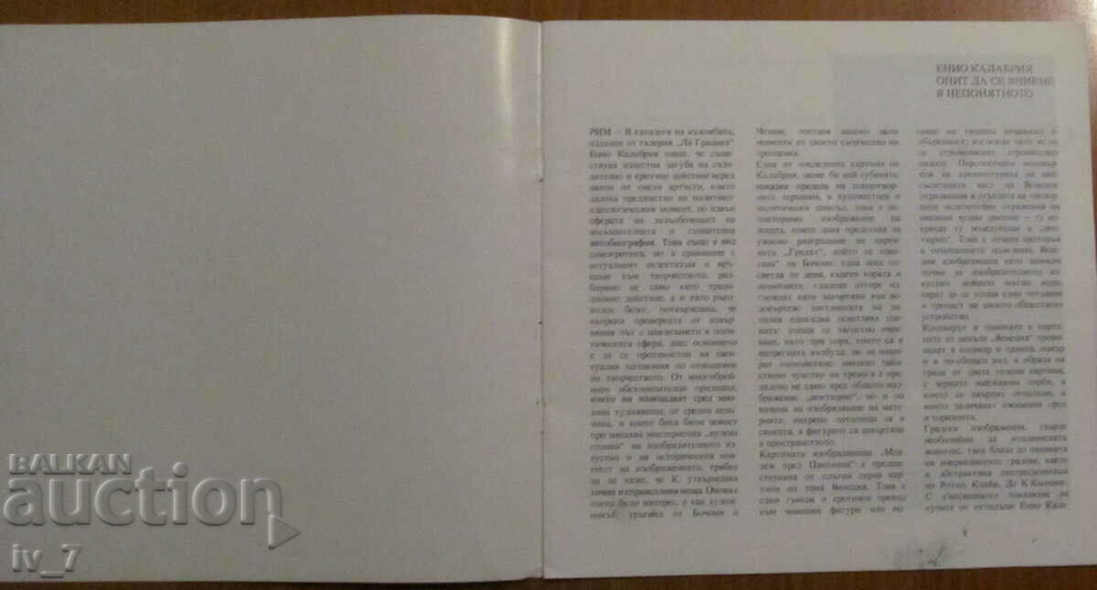 Каталог- Изложба ЕНИО КАЛАБРИЯ с цена € 3.00 | 5.87 лв.