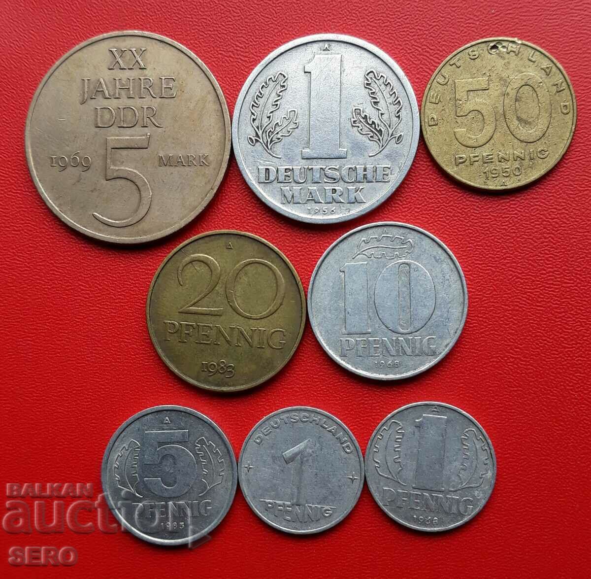 Γερμανία-ΛΔΓ-παρτίδα 8 νομίσματα