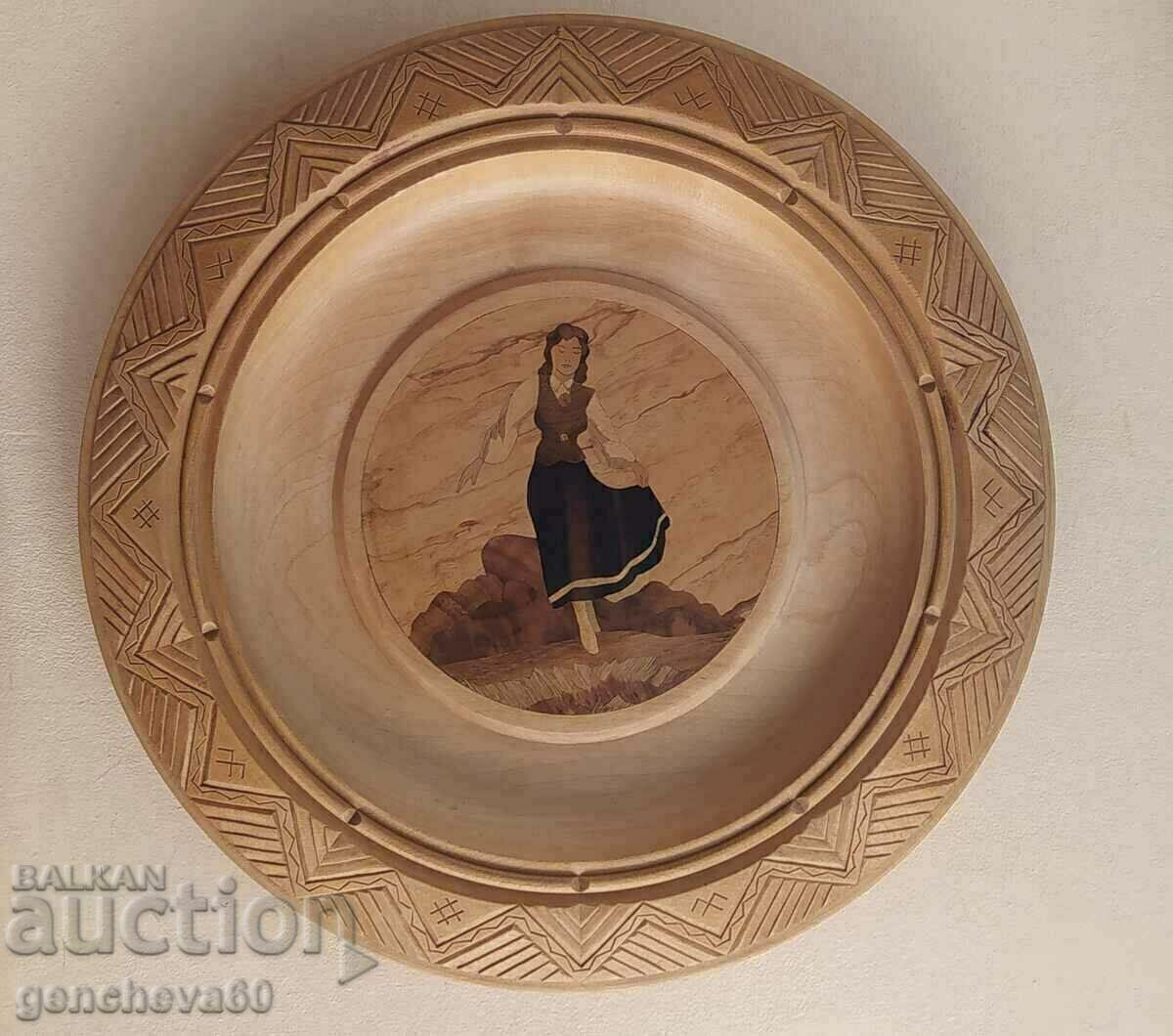 Farfurie din lemn, intarsie pentru decorațiune - 6