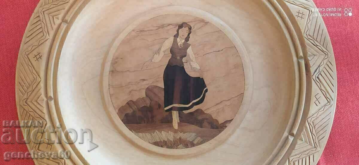 Farfurie din lemn, intarsie pentru decorațiune - 7