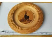 Farfurie din lemn, intarsie pentru decorațiune