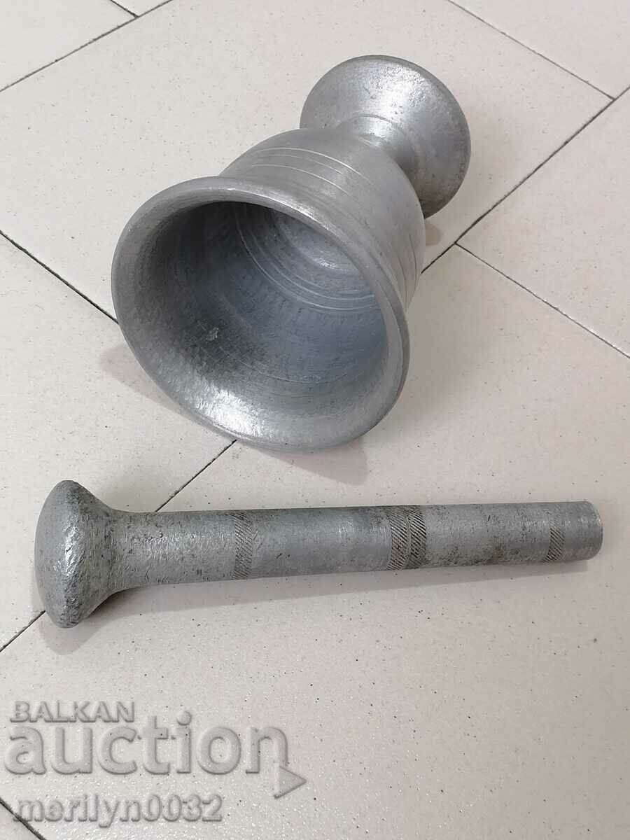 Old white metal mortar, pestle, mortar - 6 Old white metal mortar, pestle, mortar - 6