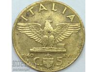 5 centesimi 1940 Italy Eagle brass