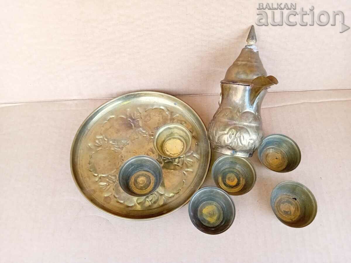 old retro vintage bronze sand coffee set - 6 old retro vintage bronze sand coffee set - 6
