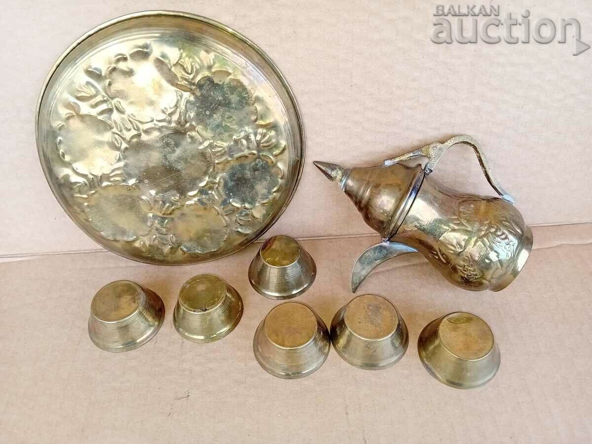 old retro vintage bronze sand coffee set - 7 old retro vintage bronze sand coffee set - 7