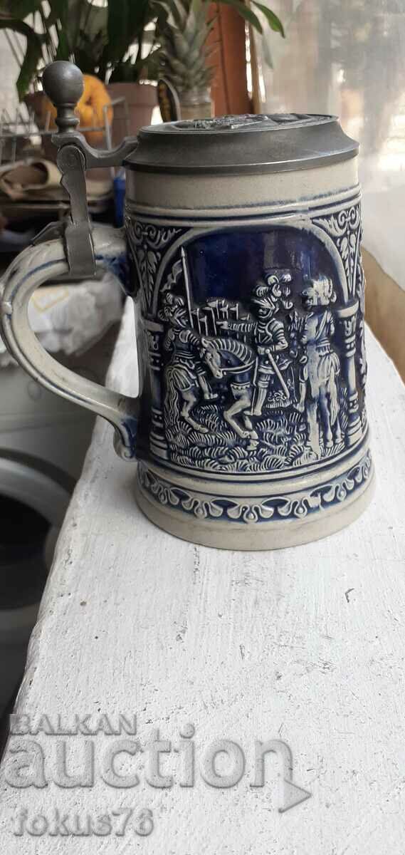 Auction Collectible German beer mug with lid marking Auction Collectible German beer mug with lid marking