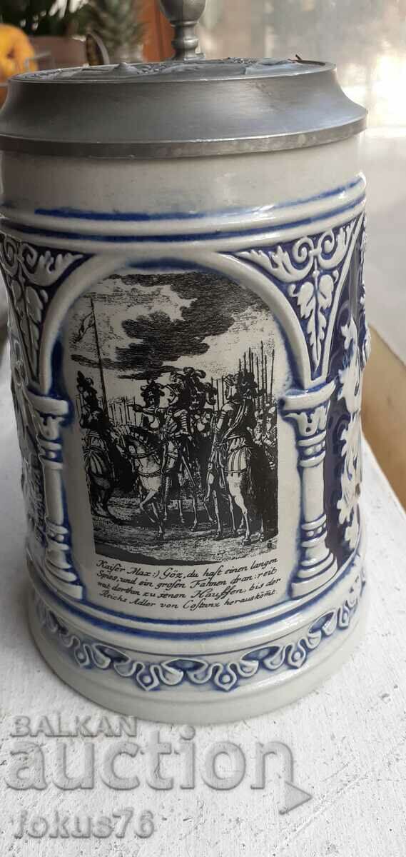 Collectible German beer mug with lid marked with price 65.00 BGN | € 33.23