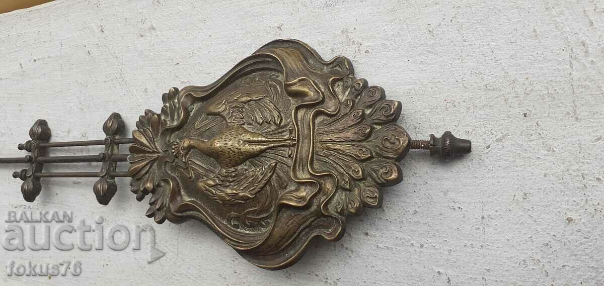 Уникат - Старо бронзово махало за часовник с феникс с цена 240.00 лв. | € 122.71 Уникат - Старо бронзово махало за часовник с феникс с цена 240.00 лв. | € 122.71