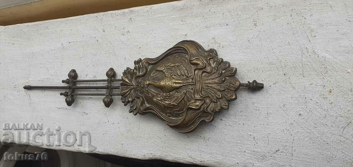 Unique - Old bronze clock pendulum with phoenix