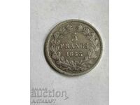 silver coin 5 francs France 1833 silver