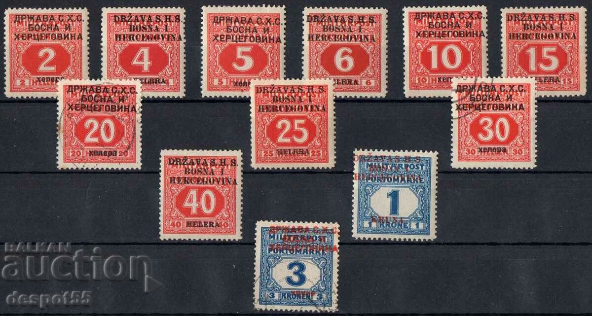 1918. Γιουγκοσλαβία. Ψηφιακά γραμματόσημα - παραπάνω με κυριλλικά και λατινικά γράμματα