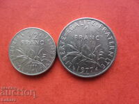 1/2 и 1 франк 1977 г. Франция