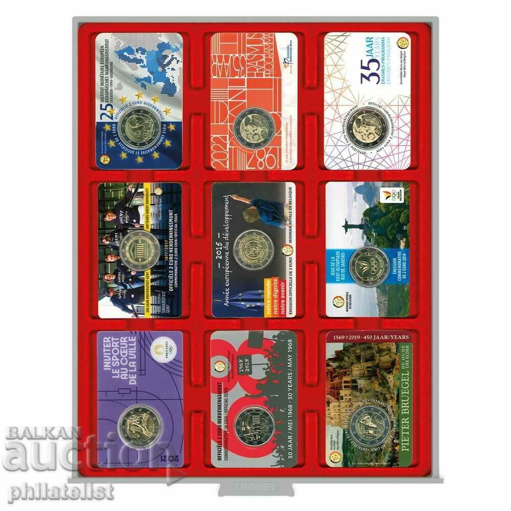 Lindner MB кутия в червен цвят PVC за 9 монетни карти