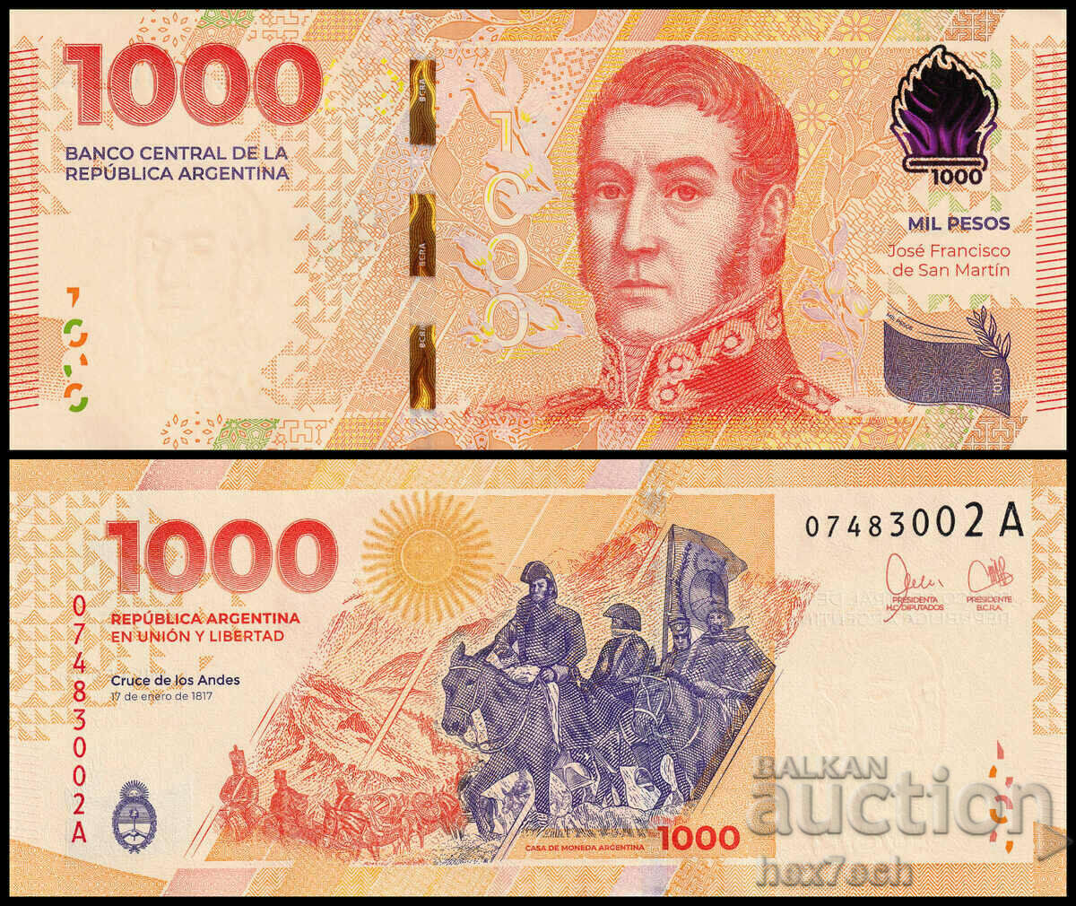 ❤️ ⭐ Argentina 2023 1000 pesos UNC new ⭐ ❤️