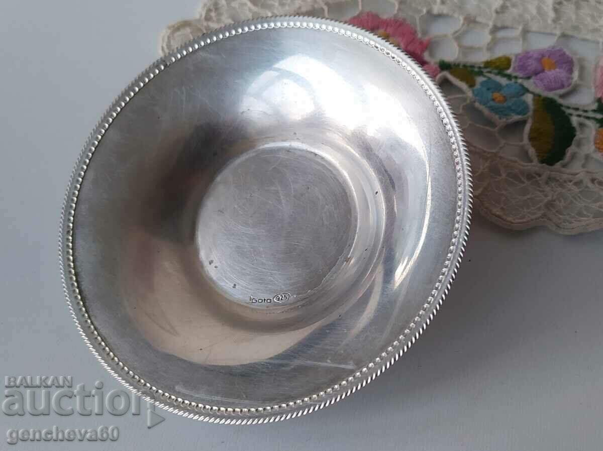 925 silver saucer with pearl decor