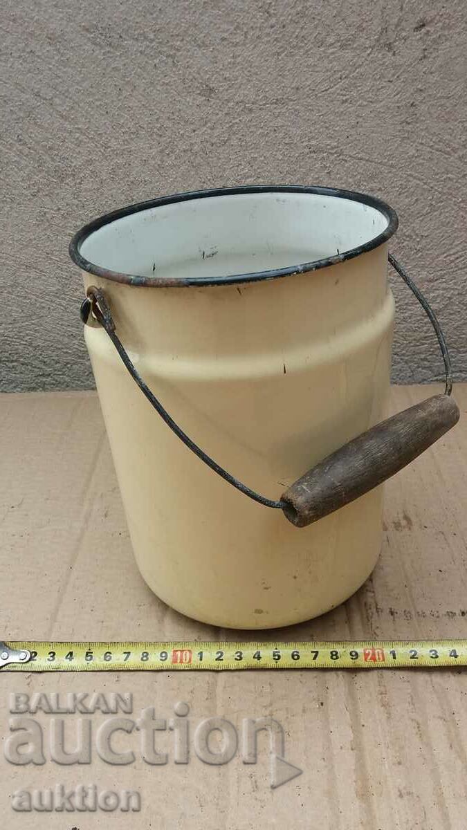 OLD BUCKET, ENAMEL DISH. - 5 OLD BUCKET, ENAMEL DISH. - 5