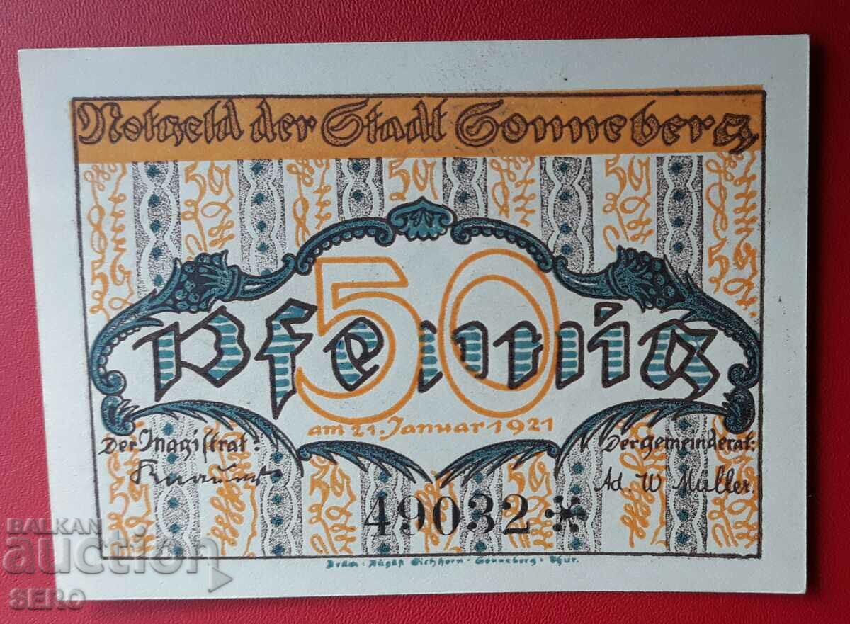 Banknote-Germany-Thuringia-Sonneberg-50 pfennig 1921