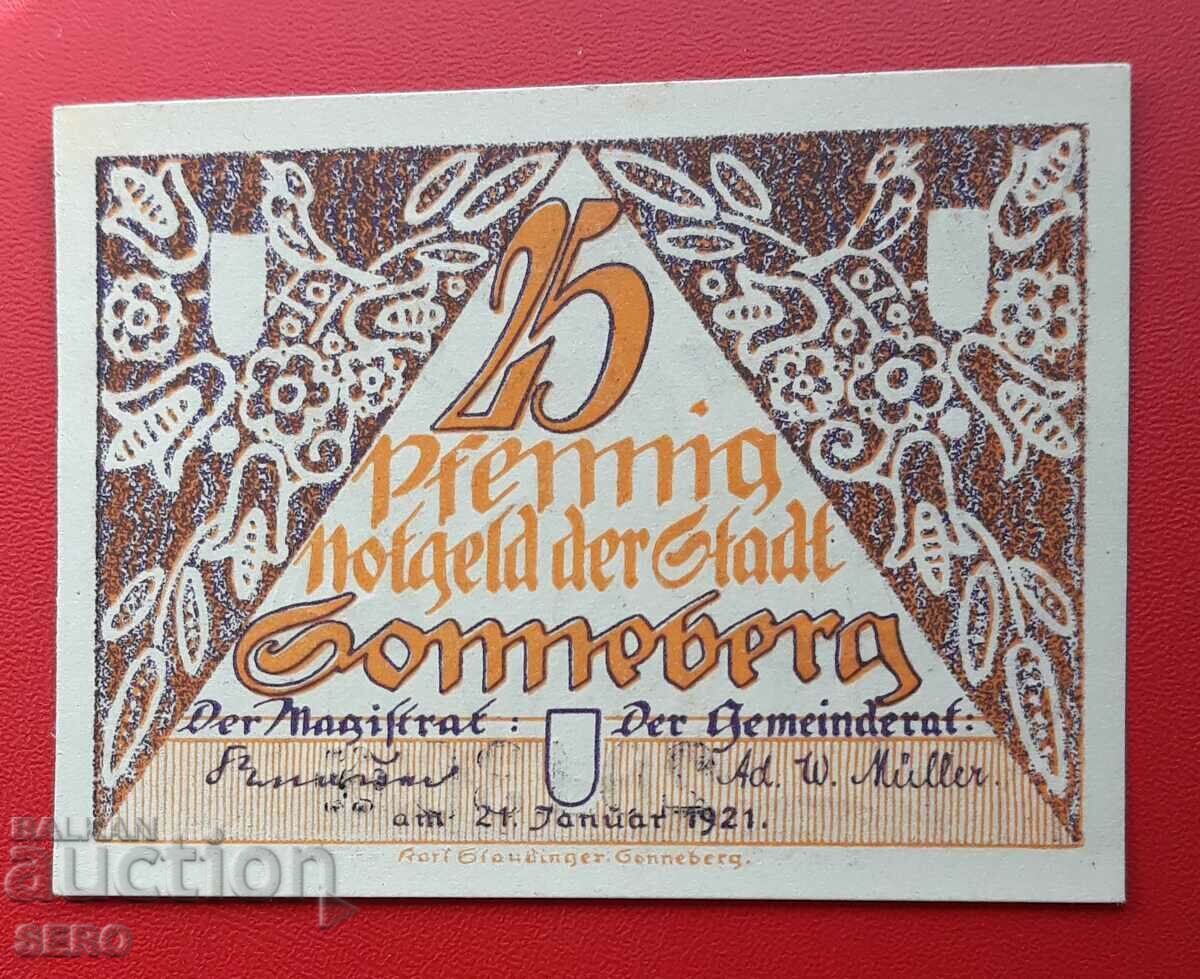 Banknote-Germany-Thuringia-Soneberg-25 pfennig 1921