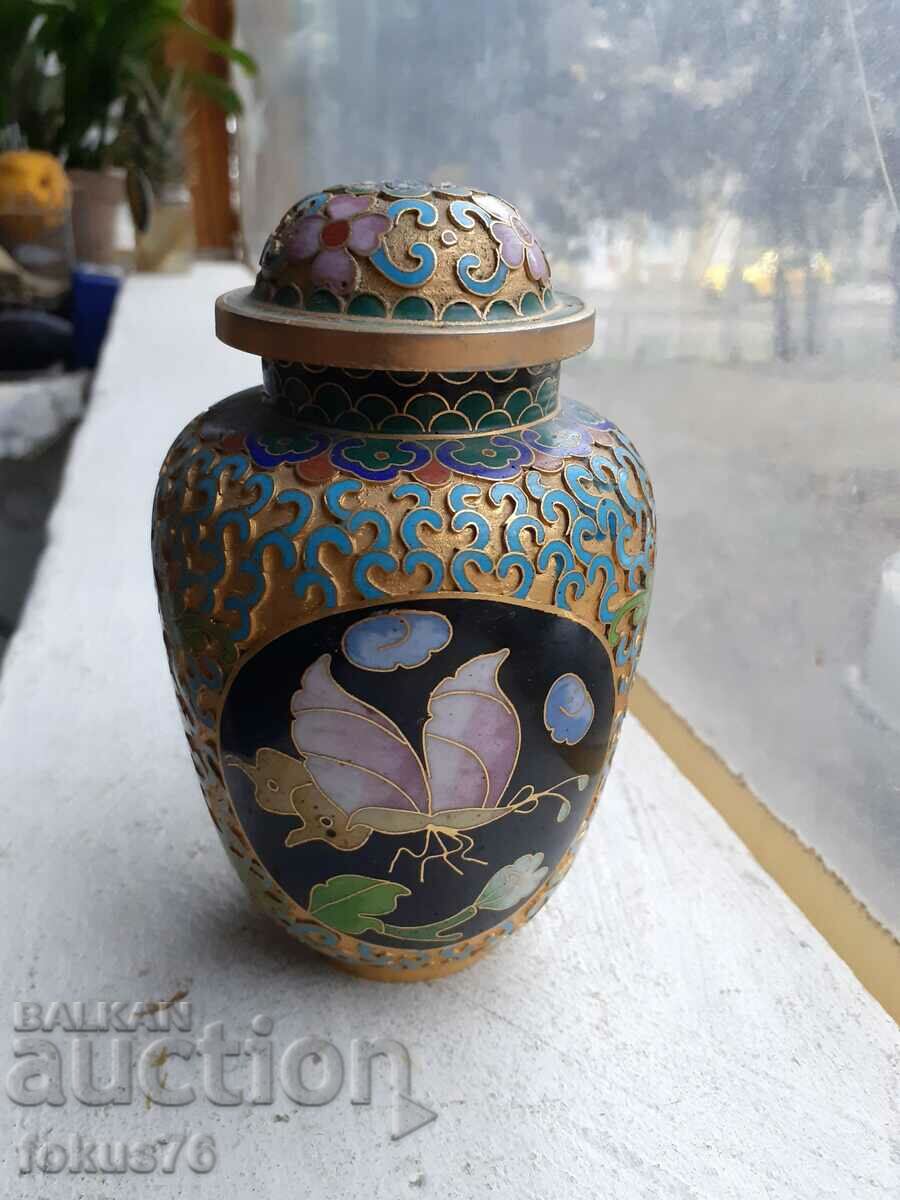 Cloisonne cloisonne cellular enamel bronze vase jar