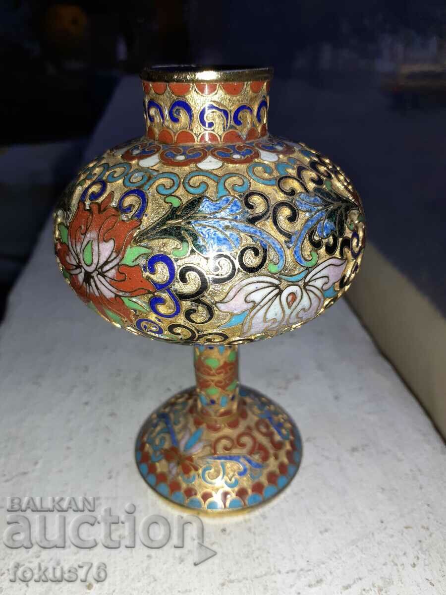 Auction  Cloisonne cloisonne cellular enamel bronze vase amphora