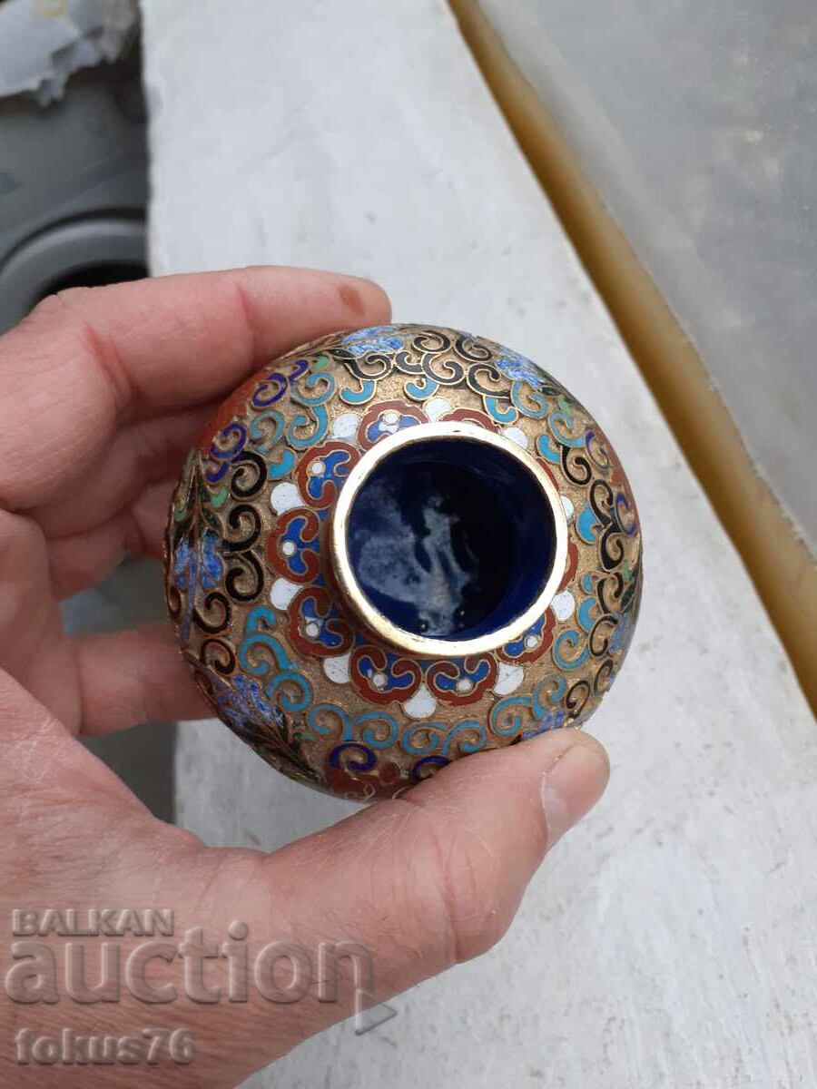 Cloisonne cloisonne cellular enamel bronze vase amphora - 6