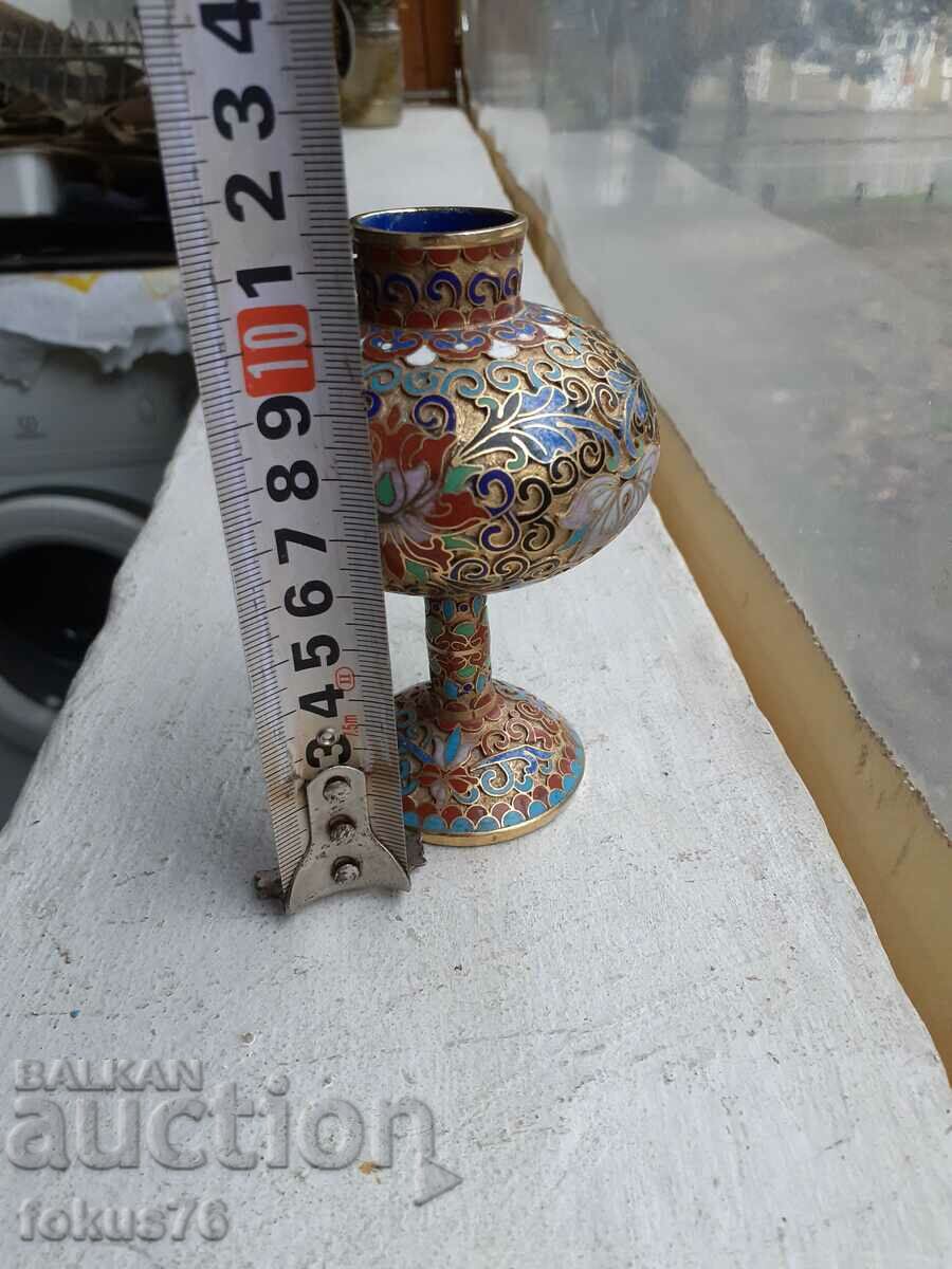 Cloisonne cloisonne cellular enamel bronze vase amphora - 7