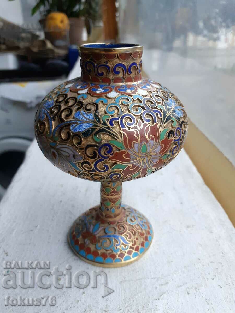 Cloisonne cloisonne cellular enamel bronze vase amphora