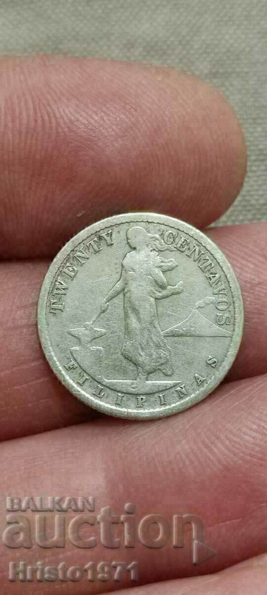 20 centavos 1915 Filipine cu preț € 17.00 | 33.25 BGN 20 centavos 1915 Filipine cu preț € 17.00 | 33.25 BGN