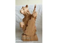Figure Musician bear wood carving USSR made in USSR