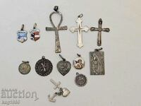 lot silver religion old crosses icons pendants (ЮZ94)