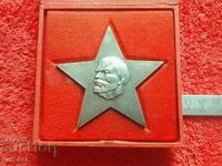 Placă veche din bronz din metal social Box Star LENIN