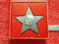 Old social metal bronze plaque Box Star LENIN