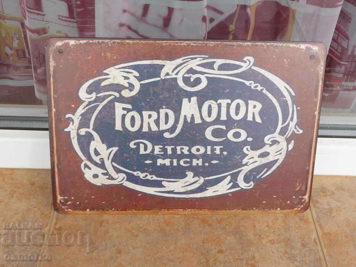 Metal plate car Ford Motor Co Detroit ford brand auto