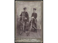 Photo - Bulgarian officers with bicycles - cardboard 1903