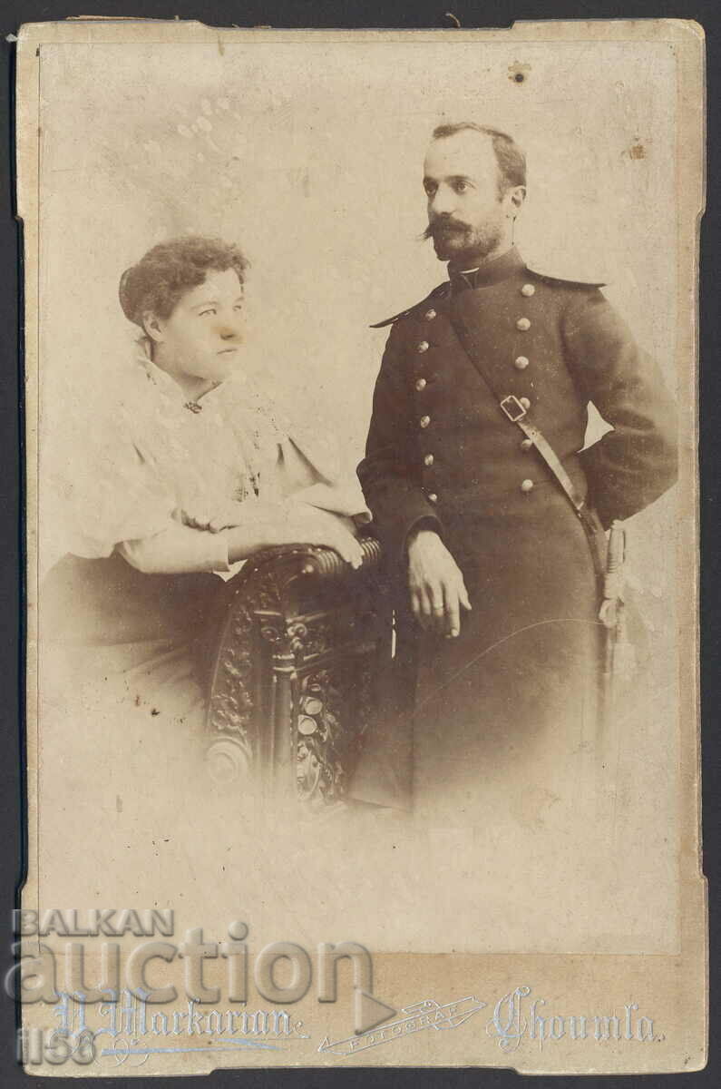 Photo - Bulgarian officer with his wife - cardboard approx. 1918