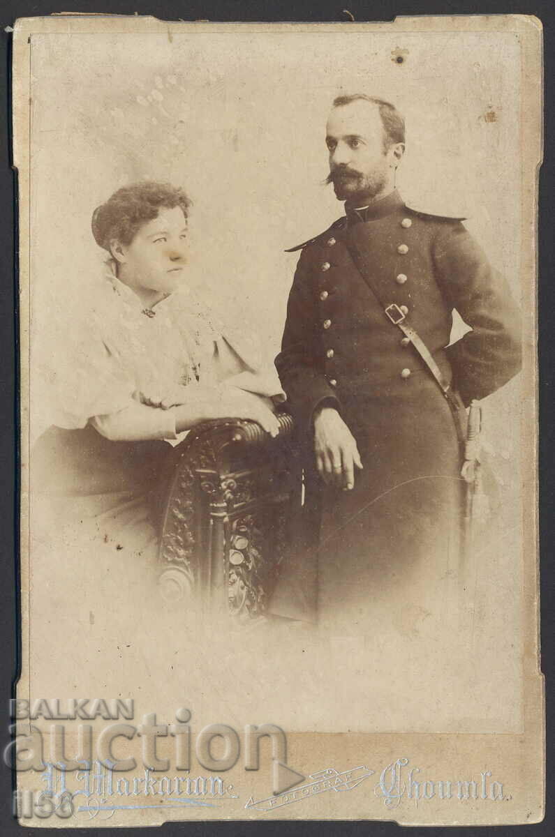Photo - Bulgarian officer with his wife - cardboard approx. 1918 Photo - Bulgarian officer with his wife - cardboard approx. 1918