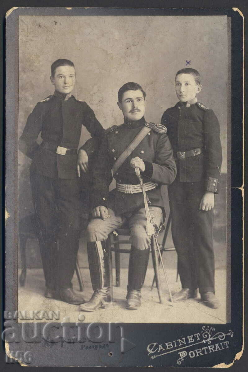 Photo - Bulgarian officer with youths - cardboard approx. 1918 Photo - Bulgarian officer with youths - cardboard approx. 1918