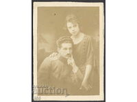 Foto - ofițer bulgar cu soția sa - carton cca. 1918