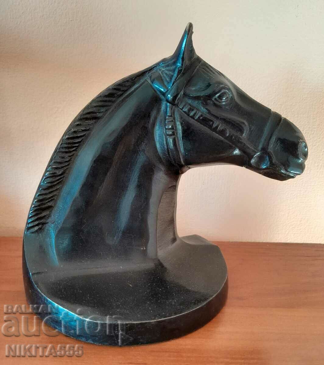 Old bronze horse head bookends 1940. - 6 Old bronze horse head bookends 1940. - 6