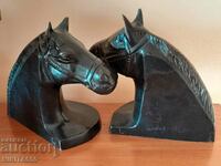 Old bronze horse head bookends 1940.