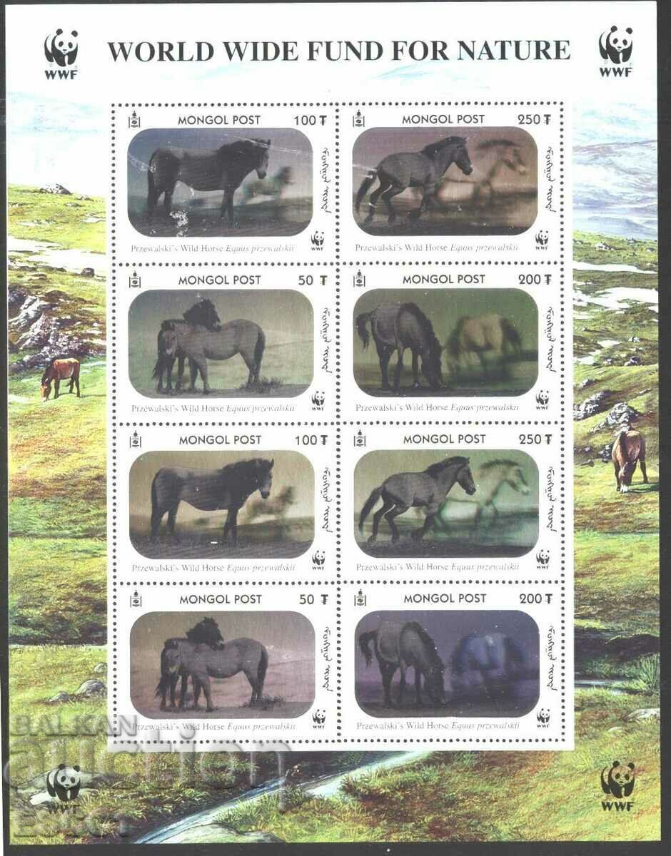 Чисти марки стерео  лист WWF Фауна Коне 2000 от Монголия