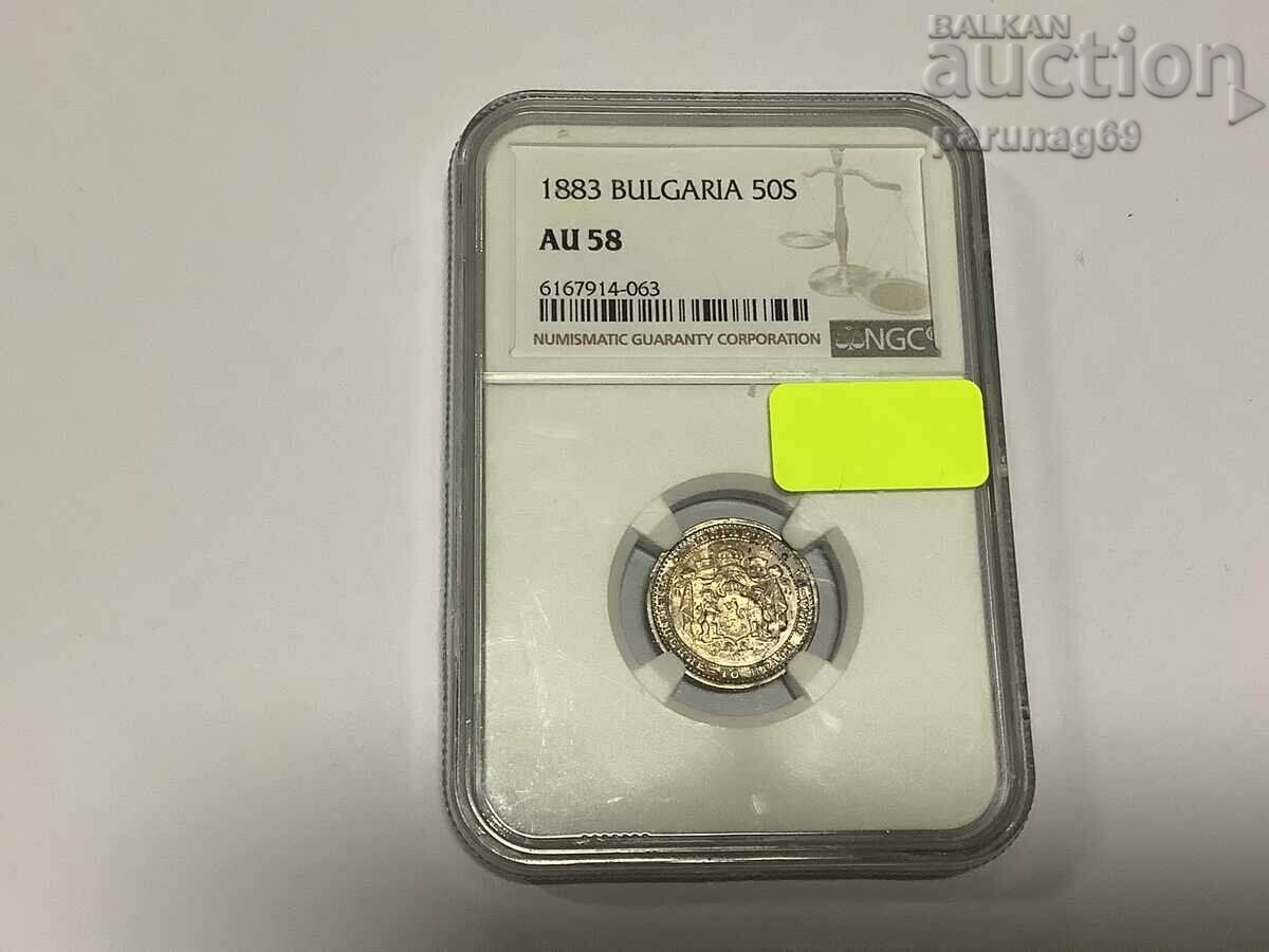 Bulgaria 50 de cenți 1883 NGC AU58